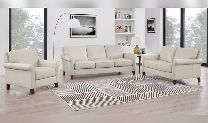 Laguna 3-Seater Leather Sofa With Rolled Arms