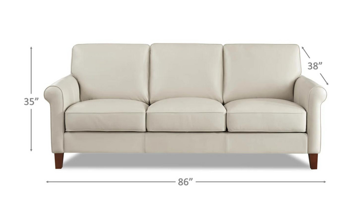 Laguna 3-Seater Leather Sofa With Rolled Arms