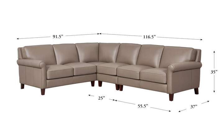 Laguna Leather Sectional Sofa in Taupe Brown