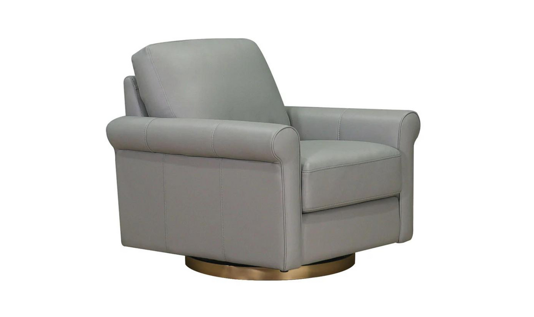 Laguna Swivel Leather Chair with Rolled Arms