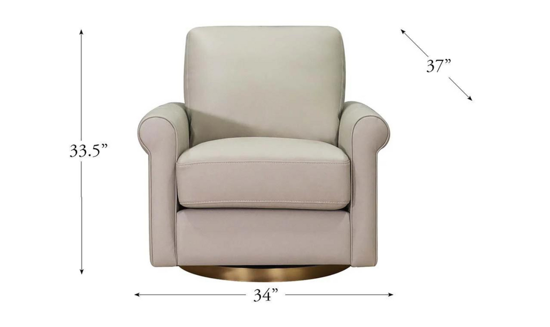 Laguna Swivel Leather Chair with Rolled Arms