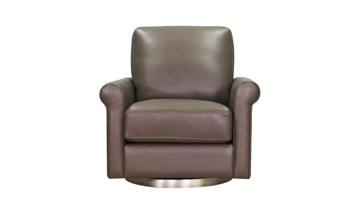 Laguna Swivel Leather Chair with Rolled Arms