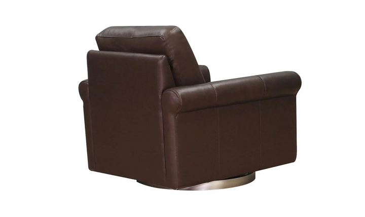 Laguna Swivel Leather Chair with Rolled Arms