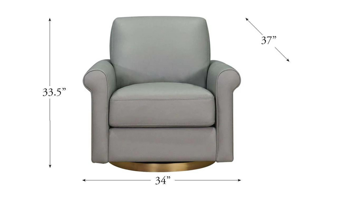 Laguna Swivel Leather Chair with Rolled Arms