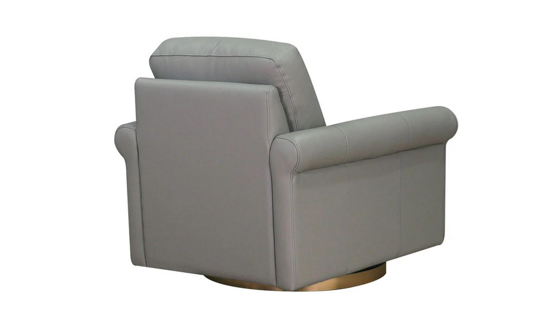 Laguna Swivel Leather Chair with Rolled Arms