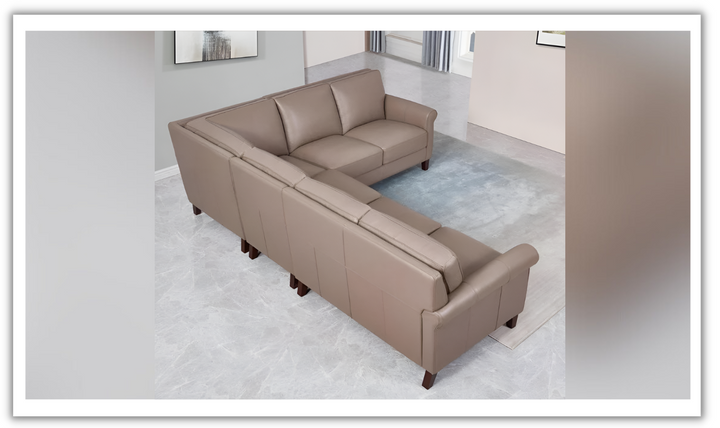 Laguna Leather Sectional Sofa in Taupe Brown