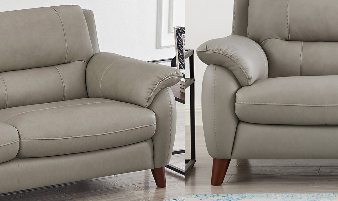 Lara Leather 2-Seater Loveseat With Wooden Legs-Leahyco 