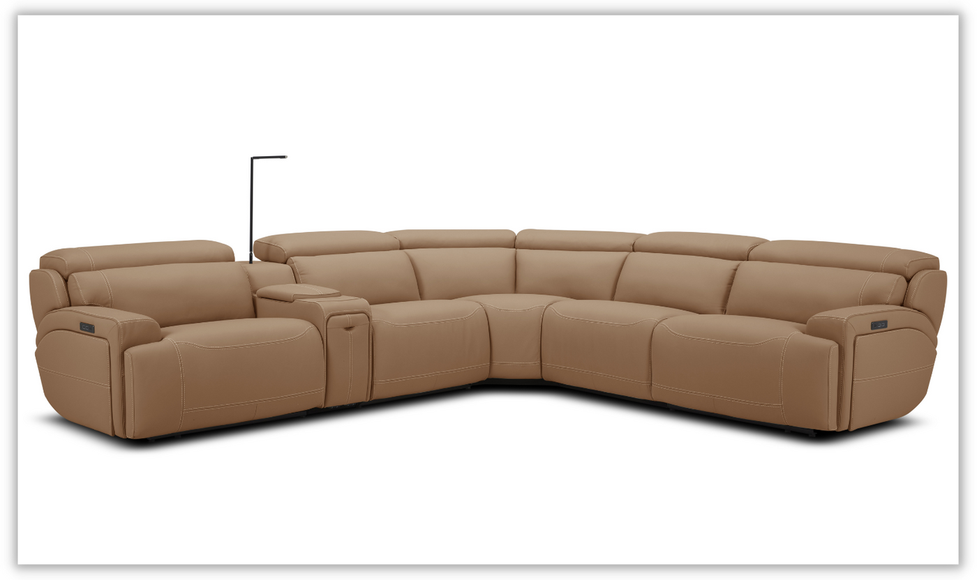 Lazzoni Leather Match Power Reclining Sectional with USB Port