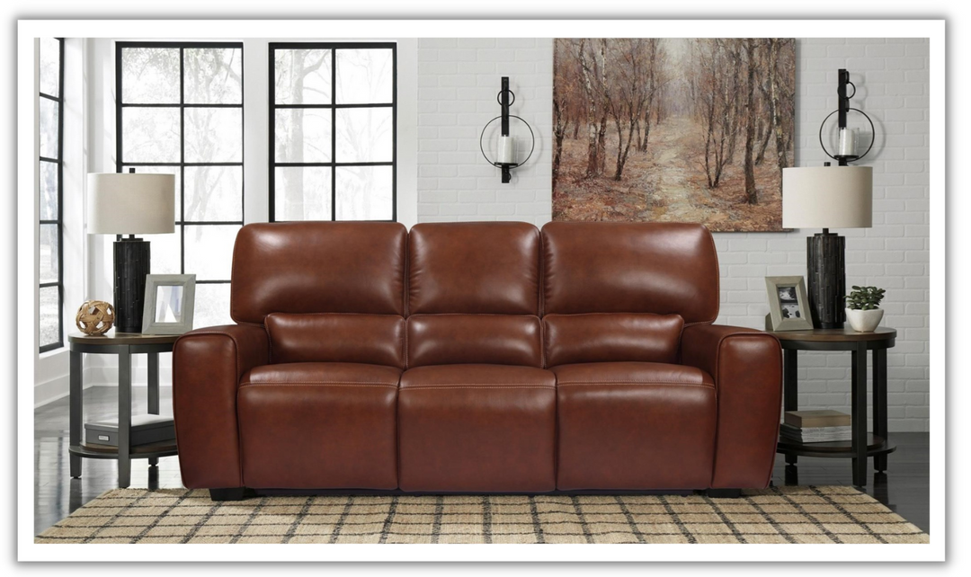 Leather Italia Broadway Power Reclining Living Room Set in Brown-Leahyco