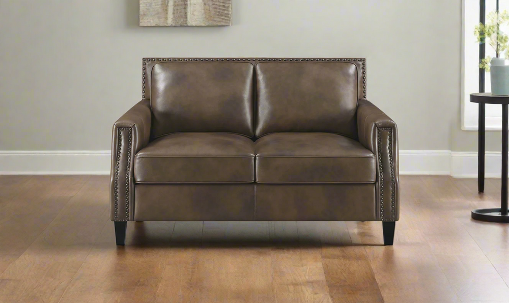 Leaton Upholstered Recessed Arm Loveseat Brown Sugar-Leahyco