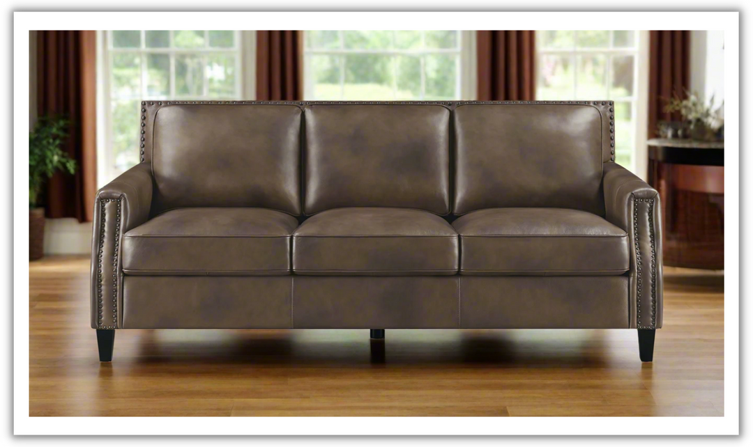 Leaton Upholstered Recessed Arm Sofa Brown Sugar-Leahyco