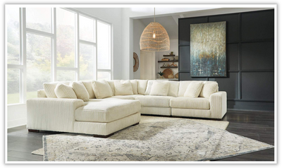 Modern Heritage Lindyn 5 Pieces Fabric Sectional with Chaise