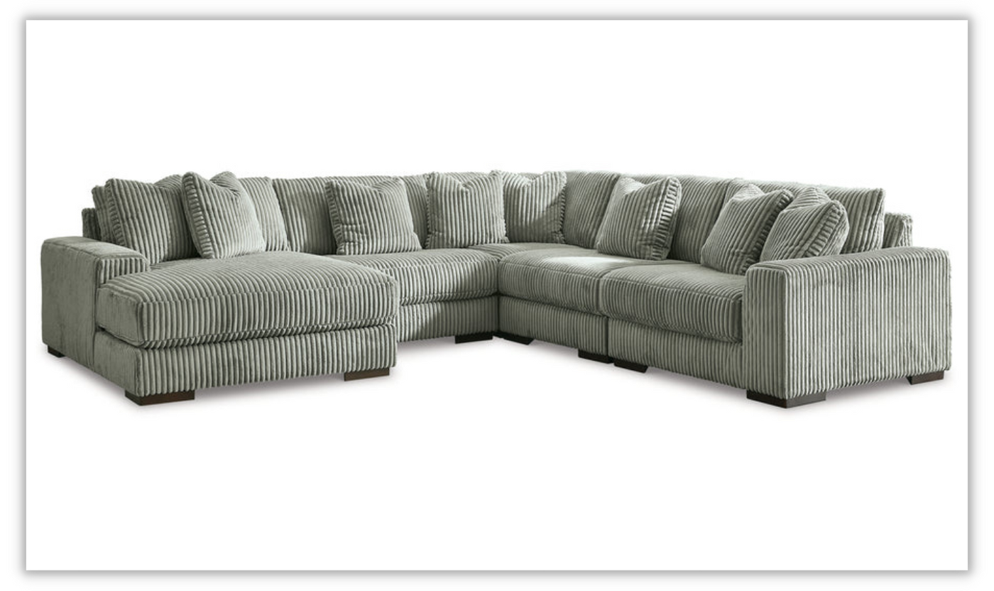 Modern Heritage Lindyn 5 Pieces Fabric Sectional with Chaise