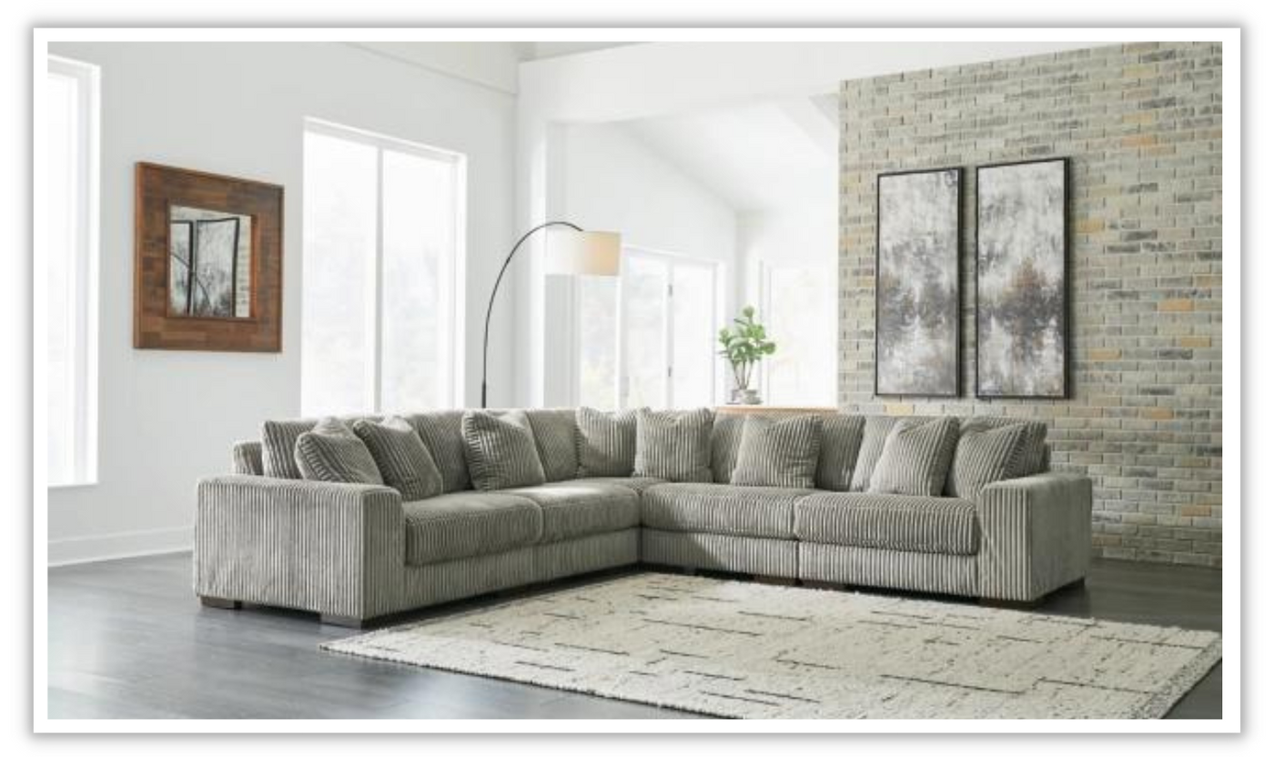 Modern Heritage Lindyn 5 Pieces Fabric Sectional with Chaise