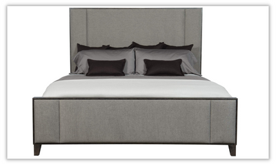 Bernhardt Linea Wood Panel Bed with Polyester Upholstery + Tapered Legs