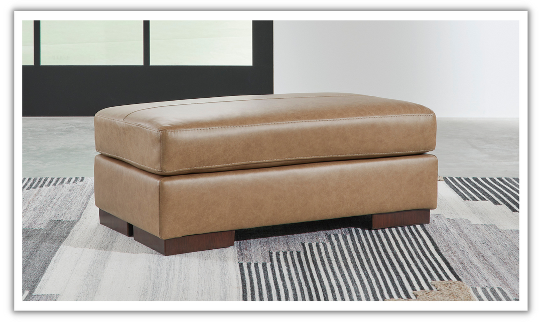 Lombardia Rectangle Firmly Cushioned Ottoman In Leather-Leahyco