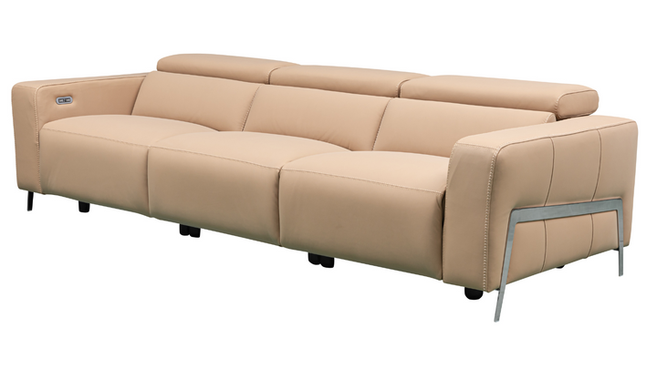 Luca 3 Seater Power Reclining Sofa in Camel With Power Headrest & Footrest