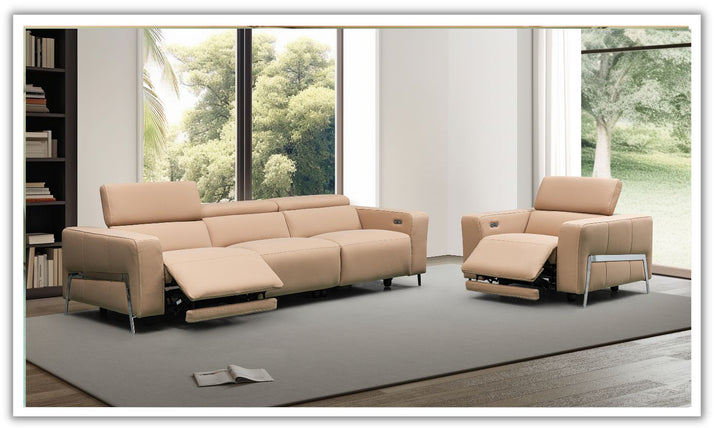 Luca 3 Seater Power Reclining Sofa in Camel With Power Headrest & Footrest