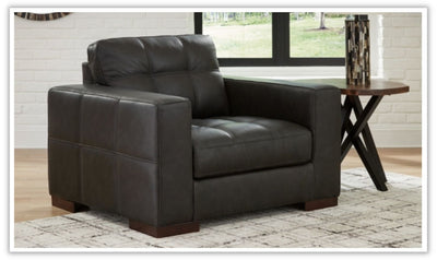 Luigi Black Leather Tufted Oversized Chair