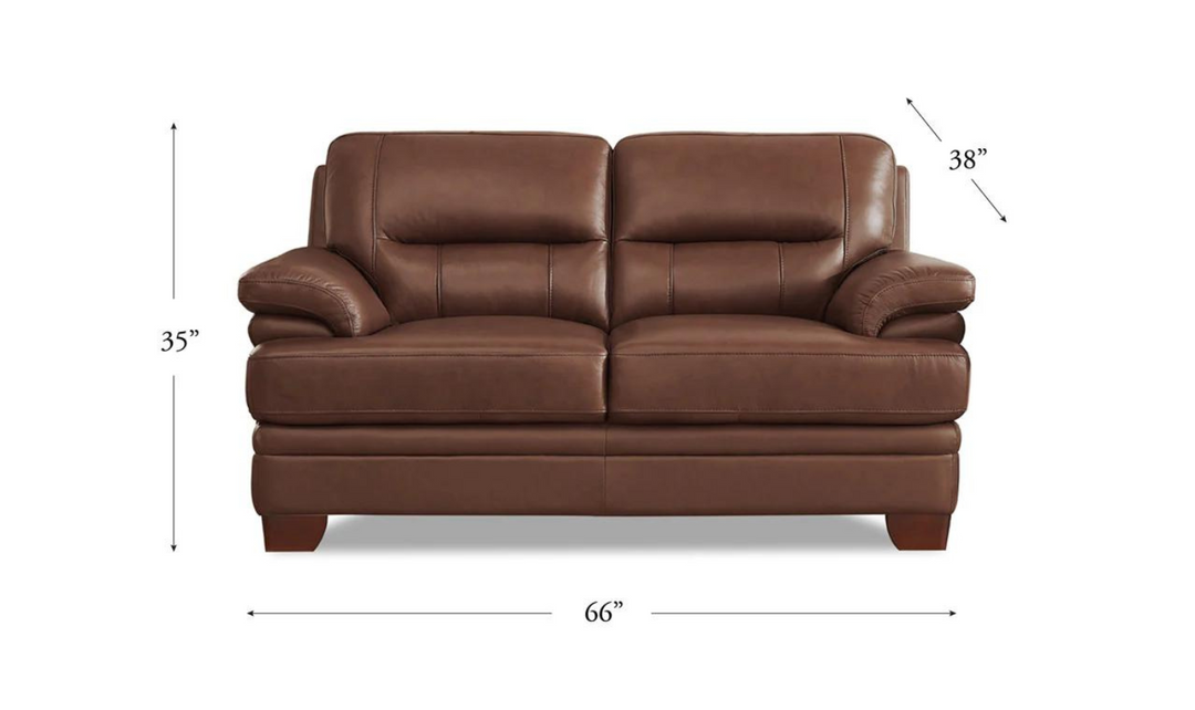 Luxor 2-Seater Leather Loveseat With Cushion Arms