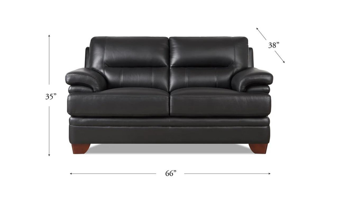 Luxor 2-Seater Leather Loveseat With Cushion Arms