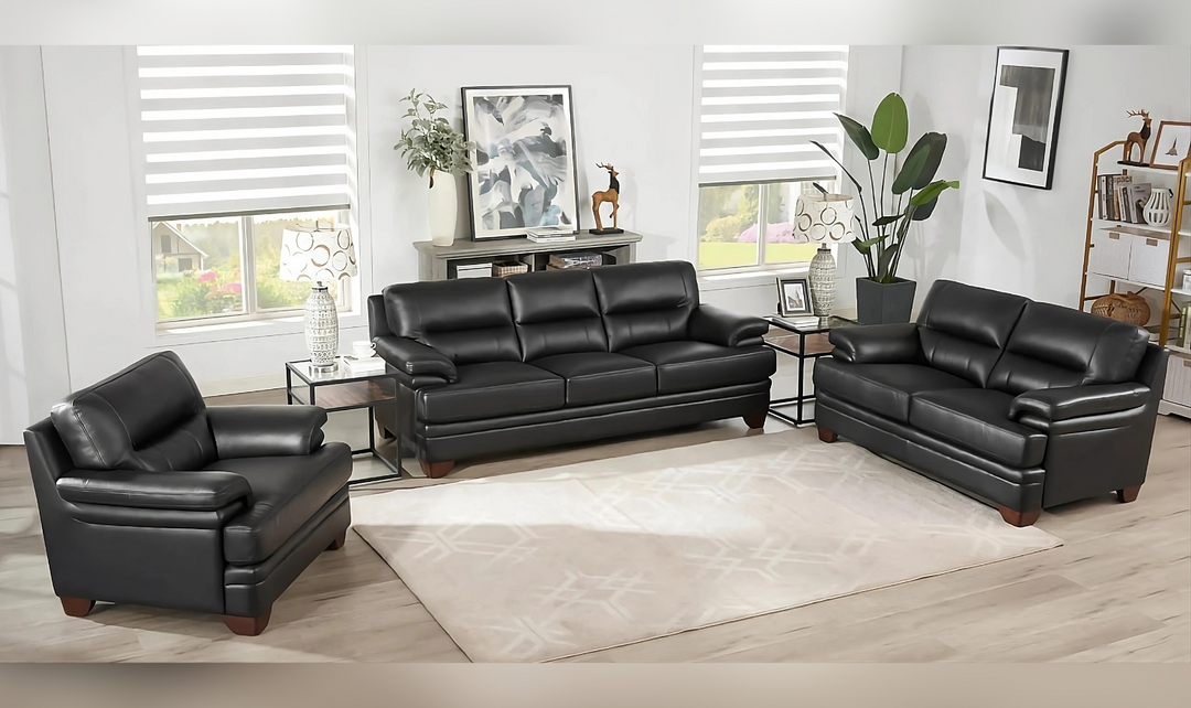 Luxor 2-Seater Leather Loveseat With Cushion Arms