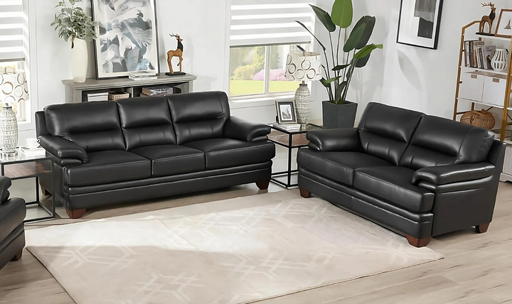 Luxor 2-Seater Leather Loveseat With Cushion Arms