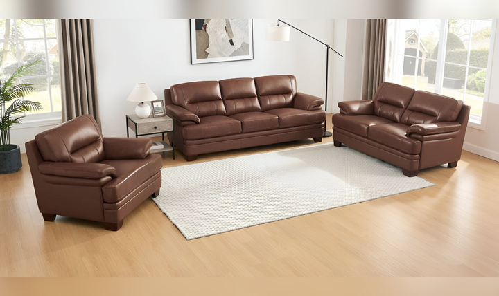 Luxor 2-Seater Leather Loveseat With Cushion Arms