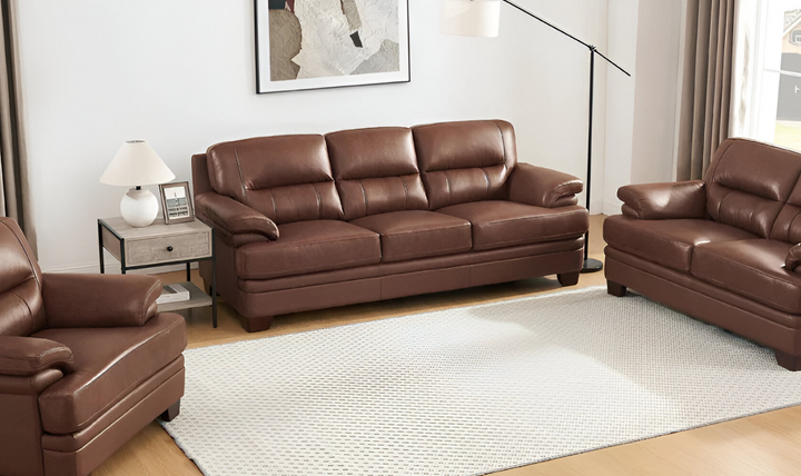 Luxor 3-Seater Leather Sofa With Cushion Arms-Leahyco