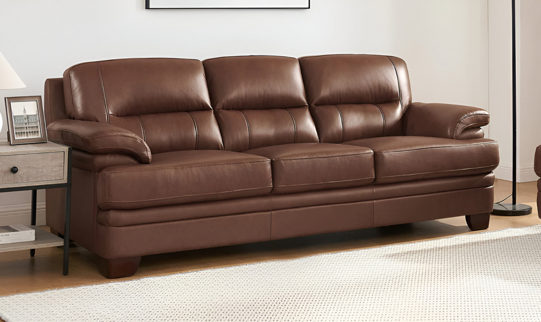 Luxor 3-Seater Leather Sofa With Cushion Arms-Leahyco