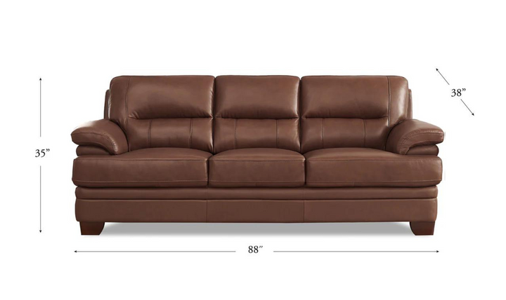 Luxor 3-Seater Leather Sofa With Cushion Arms-Leahyco