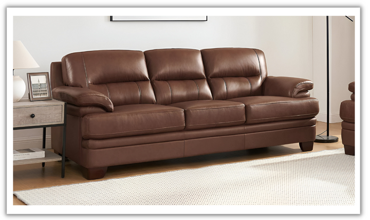 Luxor 3-Seater Leather Sofa With Cushion Arms-Leahyco