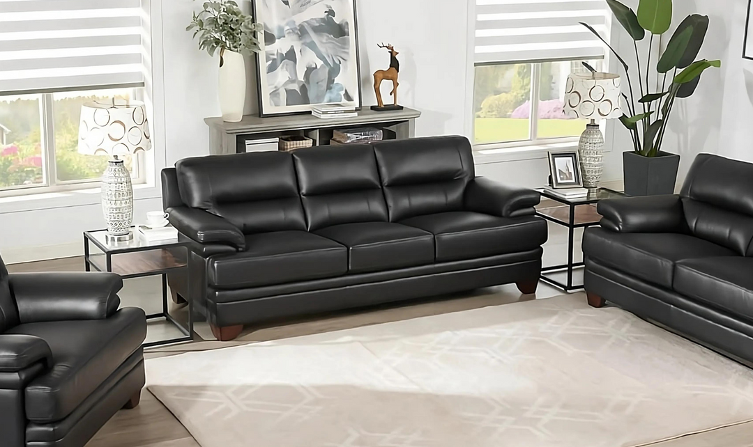 Luxor 3-Seater Leather Sofa With Cushion Arms-Leahyco