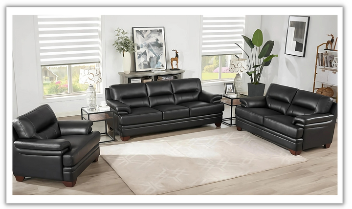 Luxor Leather Living Room Set With Cushion Arms