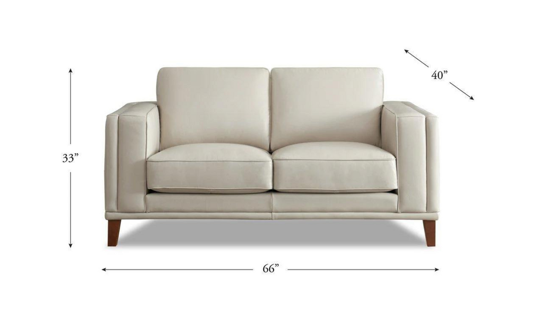 Lyon 2-Seater Leather Loveseat In White-Leahyco