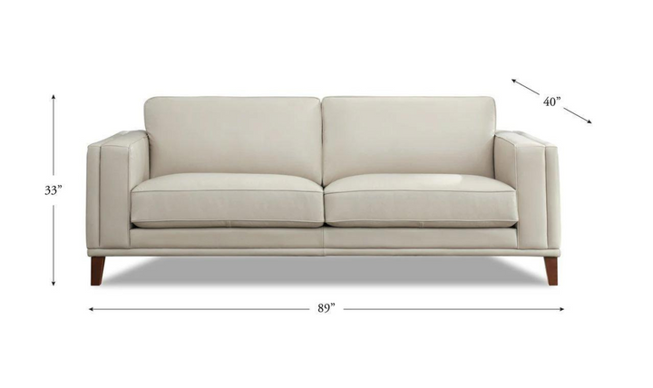 Lyon 2-Seater Leather Sofa In White-Leahyco