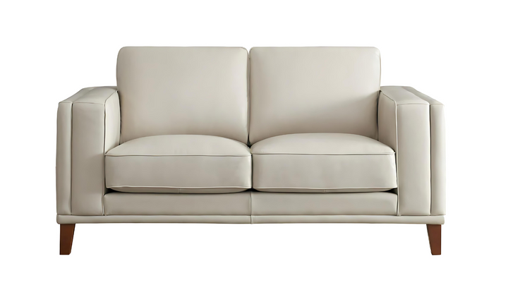 Lyon 2-Seater Leather Loveseat In White-Leahyco