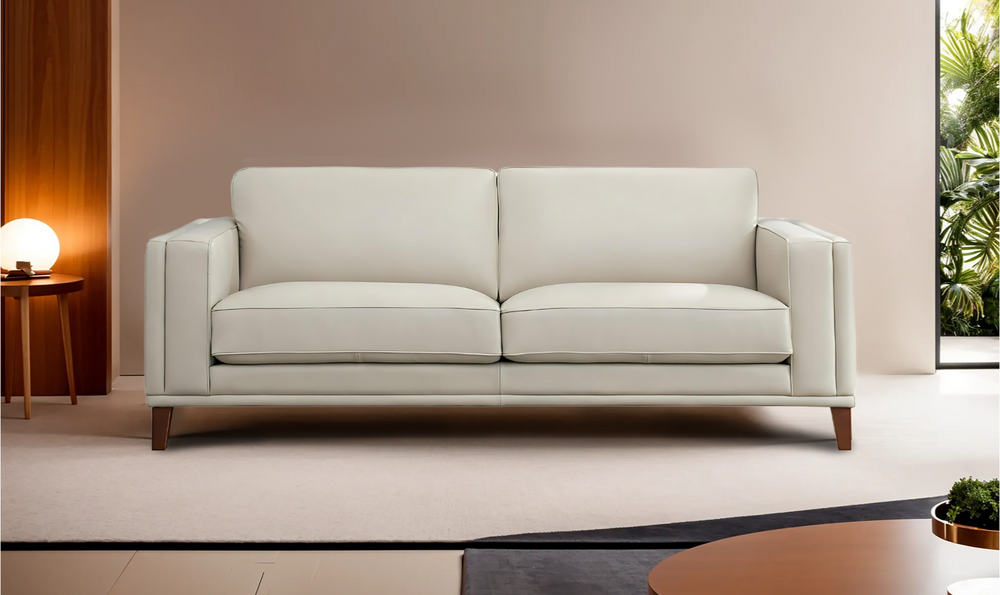 Lyon 2-Seater Leather Sofa In White-Leahyco