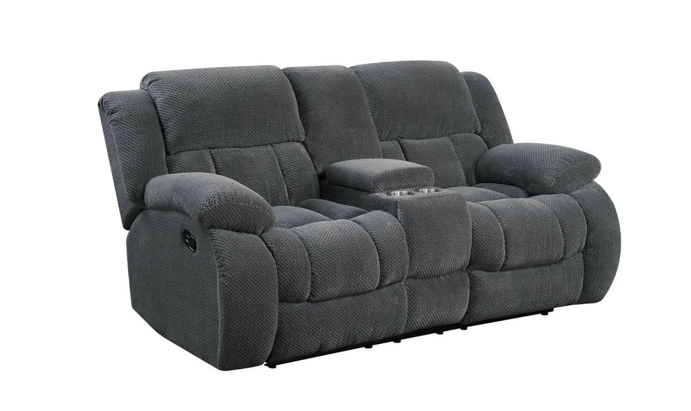 MOTION CHARCOAL LOVESEAT W/ CONSOLE Leahyco Furiture