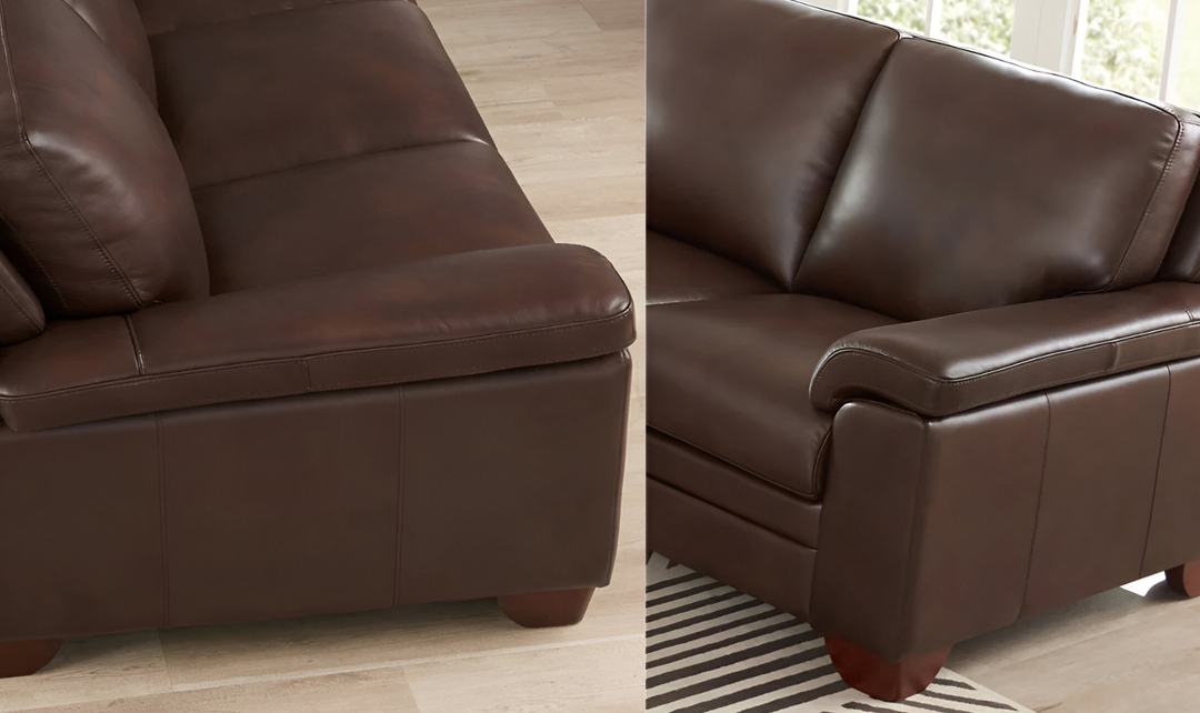 Magnum 2-Seater Leather Loveseat With Wooden Legs-Leahyco