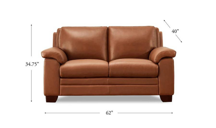 Magnum 2-Seater Leather Loveseat With Wooden Legs-Leahyco