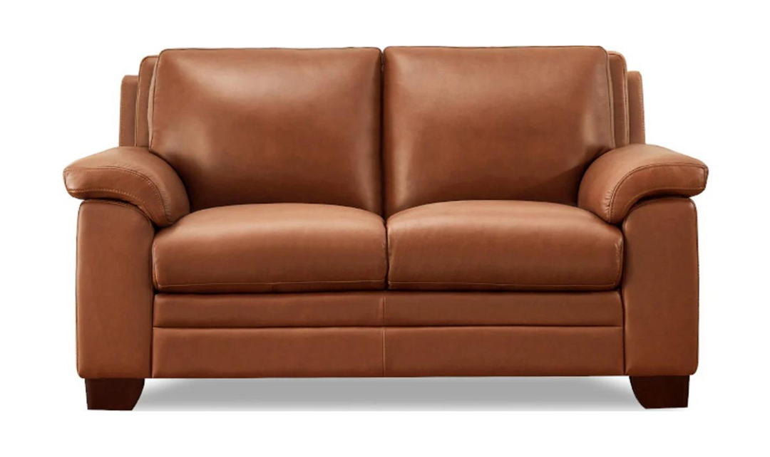 Magnum 2-Seater Leather Loveseat With Wooden Legs-Leahyco