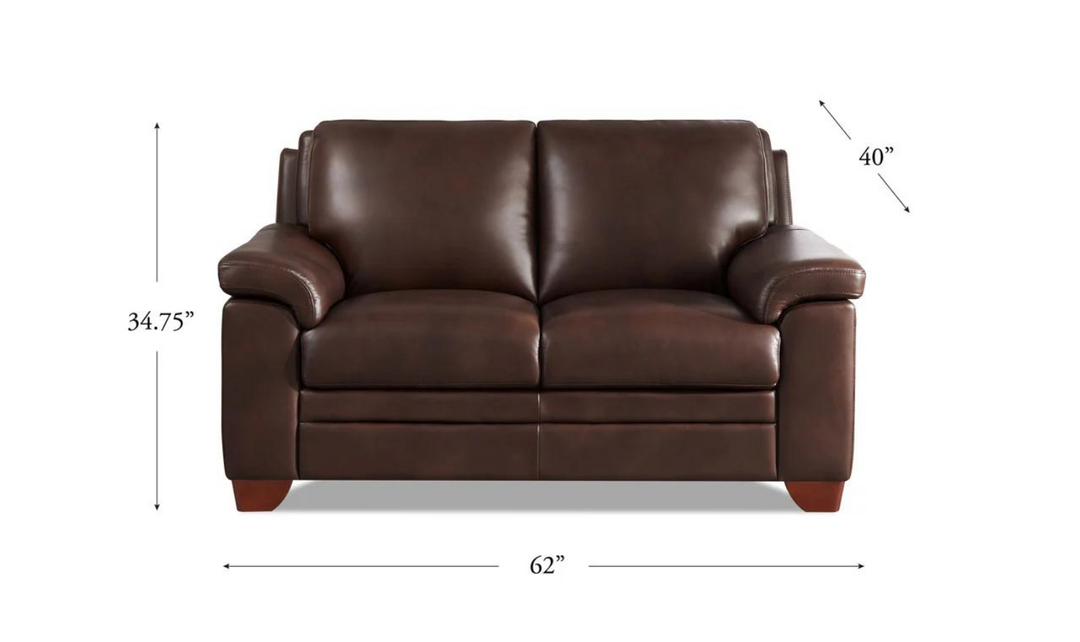 Magnum 2-Seater Leather Loveseat With Wooden Legs-Leahyco