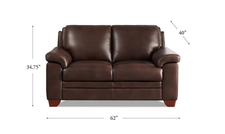 Magnum 2-Seater Leather Loveseat With Wooden Legs-Leahyco