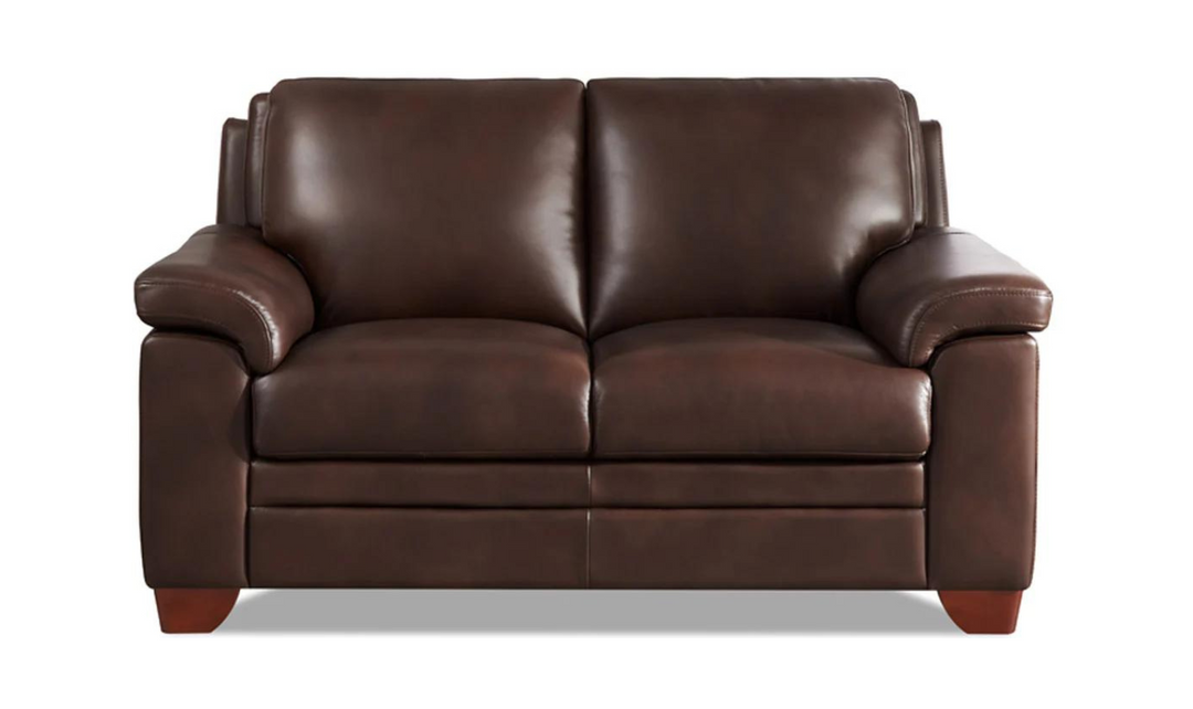 Magnum 2-Seater Leather Loveseat With Wooden Legs-Leahyco