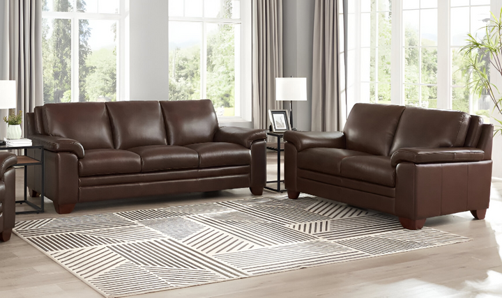 Magnum 2-Seater Leather Loveseat With Wooden Legs-Leahyco