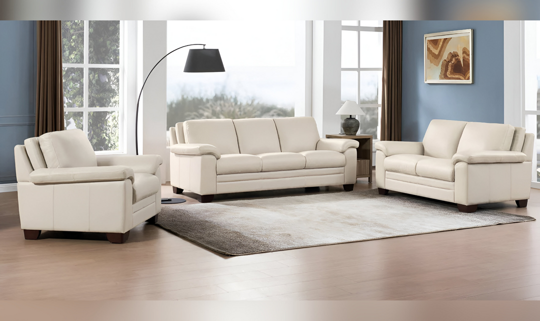 Magnum 2-Seater Leather Loveseat With Wooden Legs-Leahyco