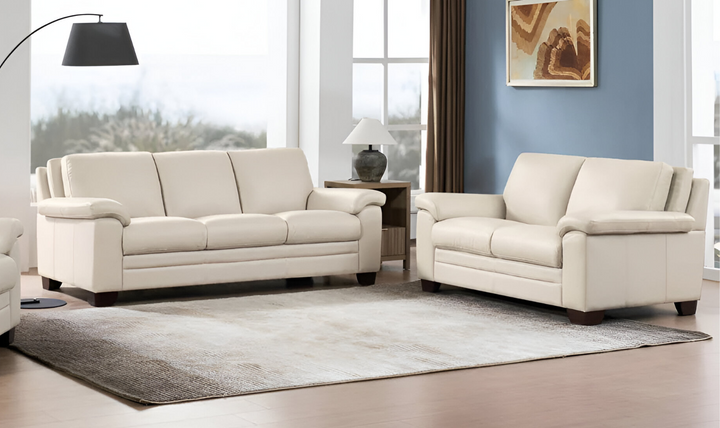 Magnum 2-Seater Leather Loveseat With Wooden Legs-Leahyco