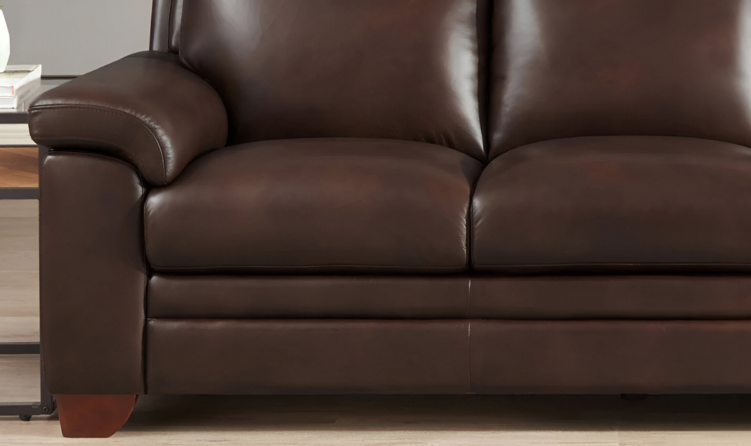 Magnum 3-Seater Leather Sofa With Wooden Legs-Leahyco