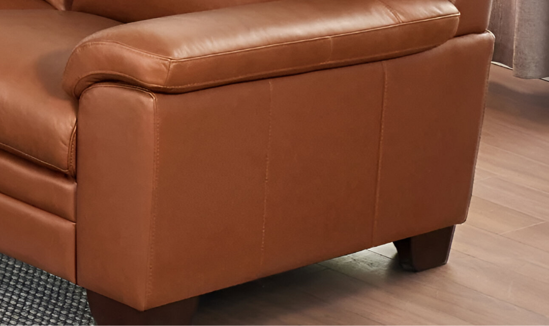 Magnum 3-Seater Leather Sofa With Wooden Legs-Leahyco